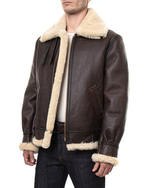 B-3 leather bomber jacket back view