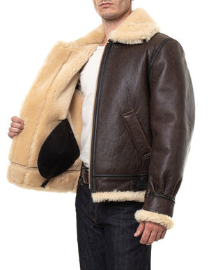 Classic B-3 sheepskin leather bomber jacket