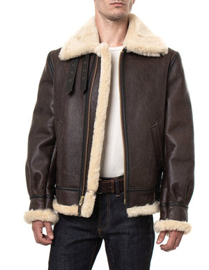 Shearling winter bomber jacket for men