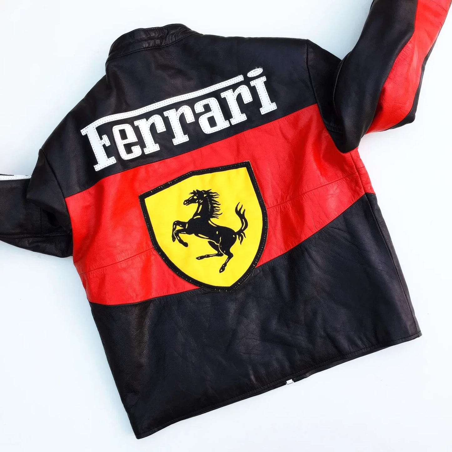 Classic Black & Red Genuine Leather Ferrari Racing Jacket - Streetwear and Outerwear Jacket