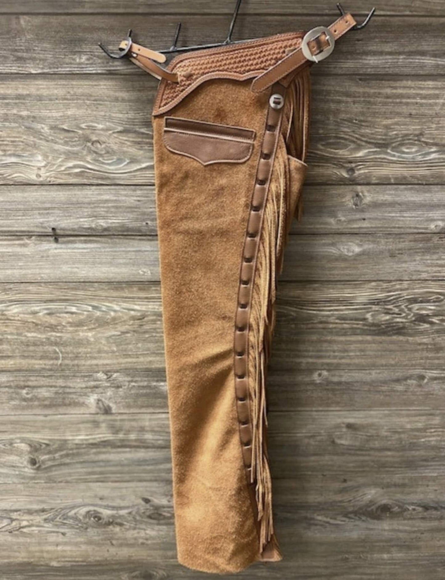 Native American Leather Chap Brown Suede Fringes Style Braided Chap Western Cowboy Chap Horse Riding Chap Gifts For Men , Gifts For Cowboy