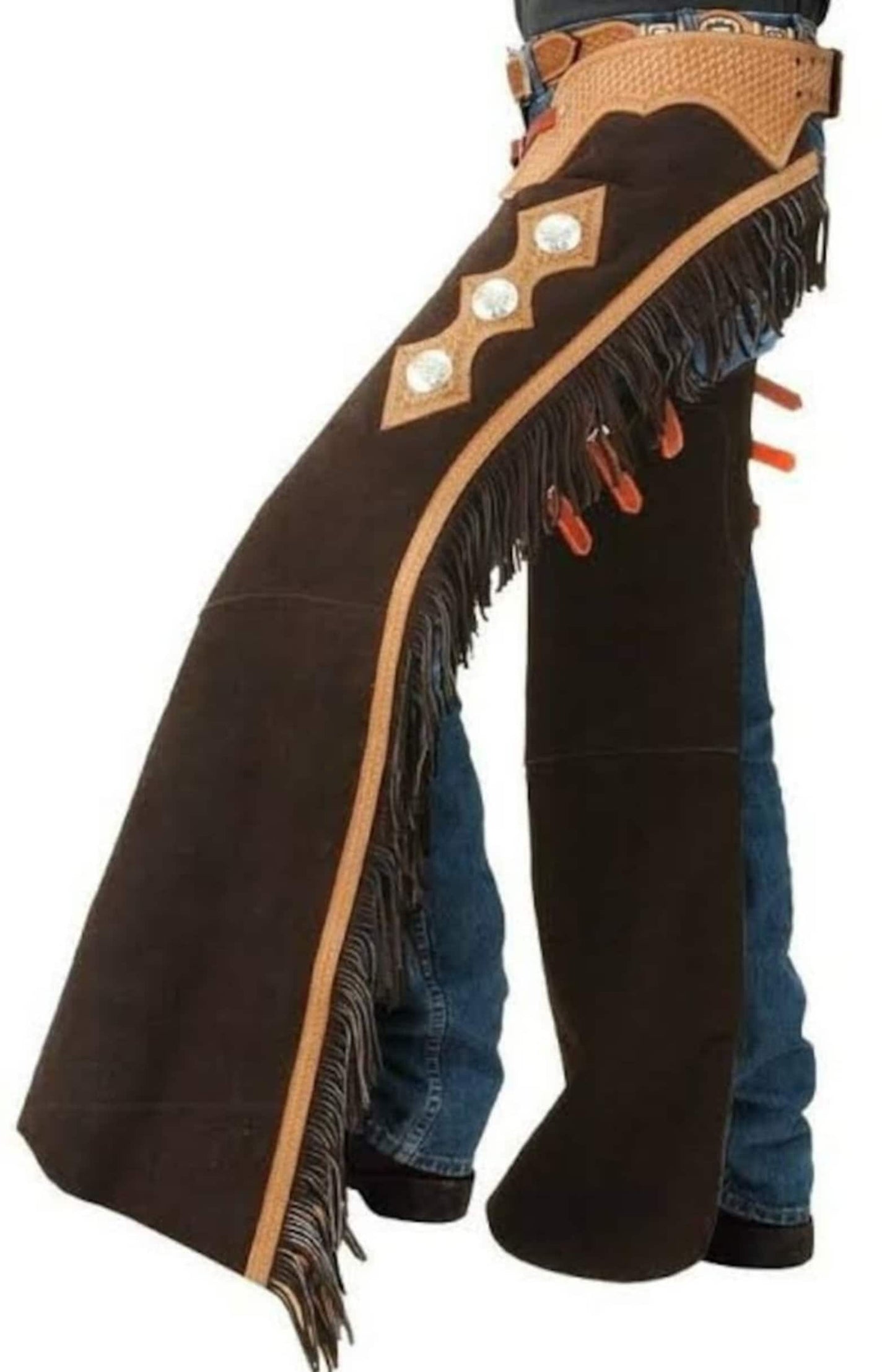 Handmade Cowboy Buck Skin Suede Leather Pant Western Cowboy Chap Mountain Men Horse Riding Chap Gifts For Men , Gifts For Cowboy