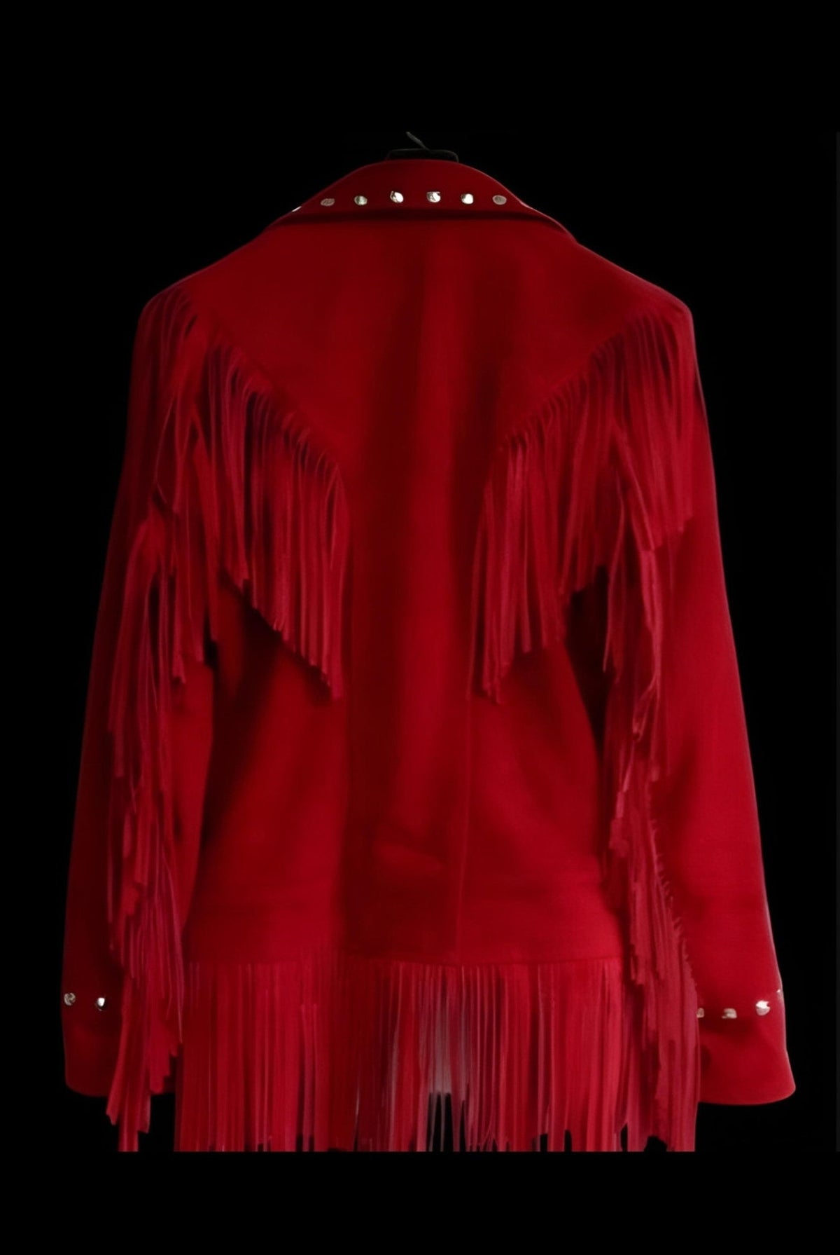 Women's Western Jacket Vintage Fringe Leather Jacket - Ladies Leather Jacket - Red Handmade Suede Leather Jacket Fringe Jacket
