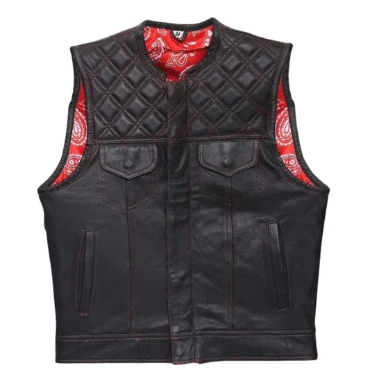 Bandana Ballad Men's Leather Motorcycle Vest - front