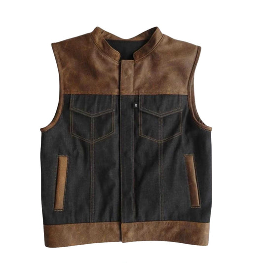 City Slicker Men's Leather Motorcycle Vest - white background