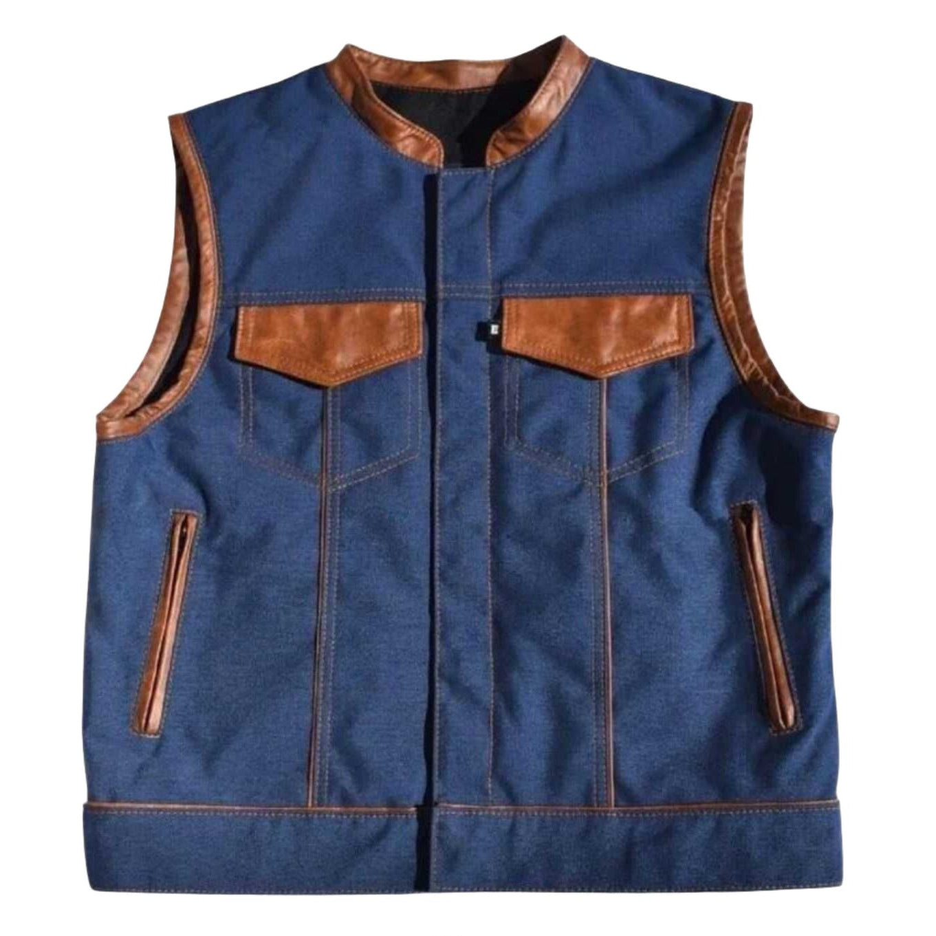 Maverick Sapphire men's canvas motorcycle vest