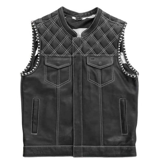 Nomad Club Style Twill Men's Motorcycle Vest - white background