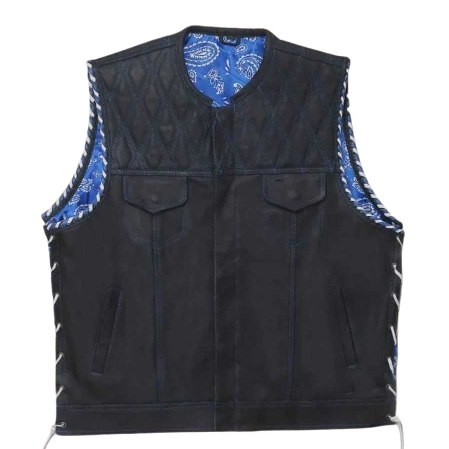 Whaler Blue men's leather club vest