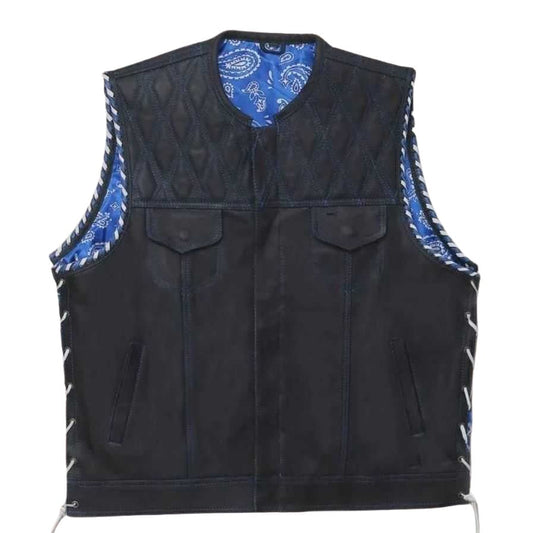 Whaler Blue men's leather club vest