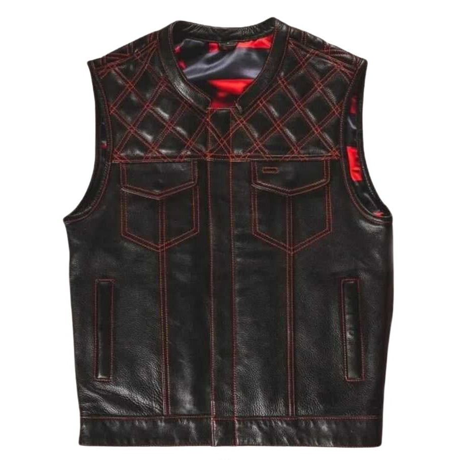Renegade black distressed men's motorcycle vest