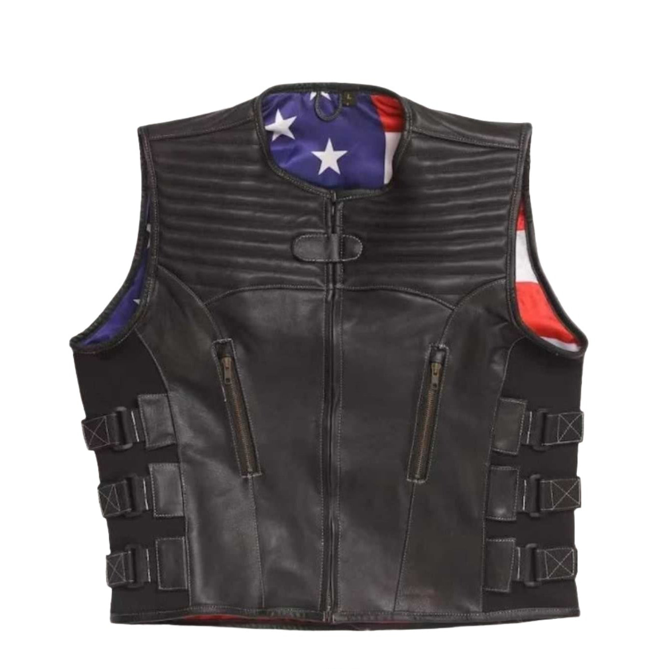 Trailblazer men's black leather motorcycle vest