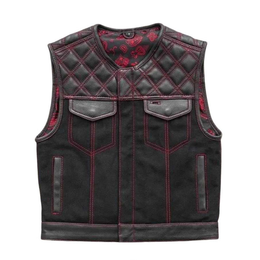 Hunt Club Outlaw men's leather and denim biker vest