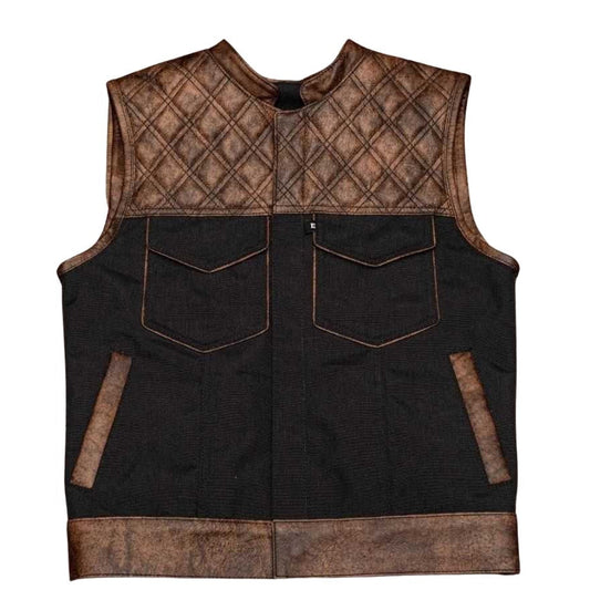 Contemporary Rider Men Canvas Biker Vest - white background