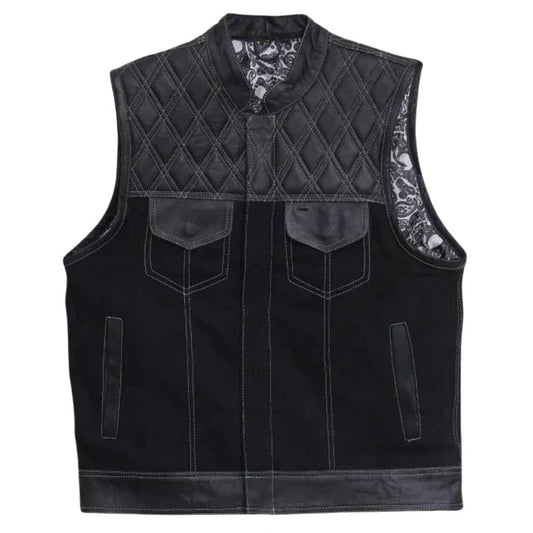 Free Spirit Men's Leather Biker Vest - white backgrouns
