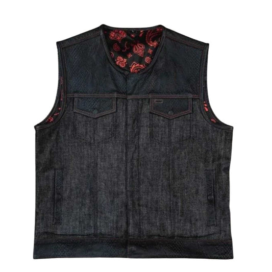 Cinder Rider Men's Ember Denim Vest  - white background