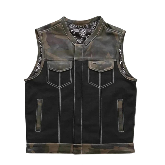 Infantry Men's Canvas Biker Vest - white background