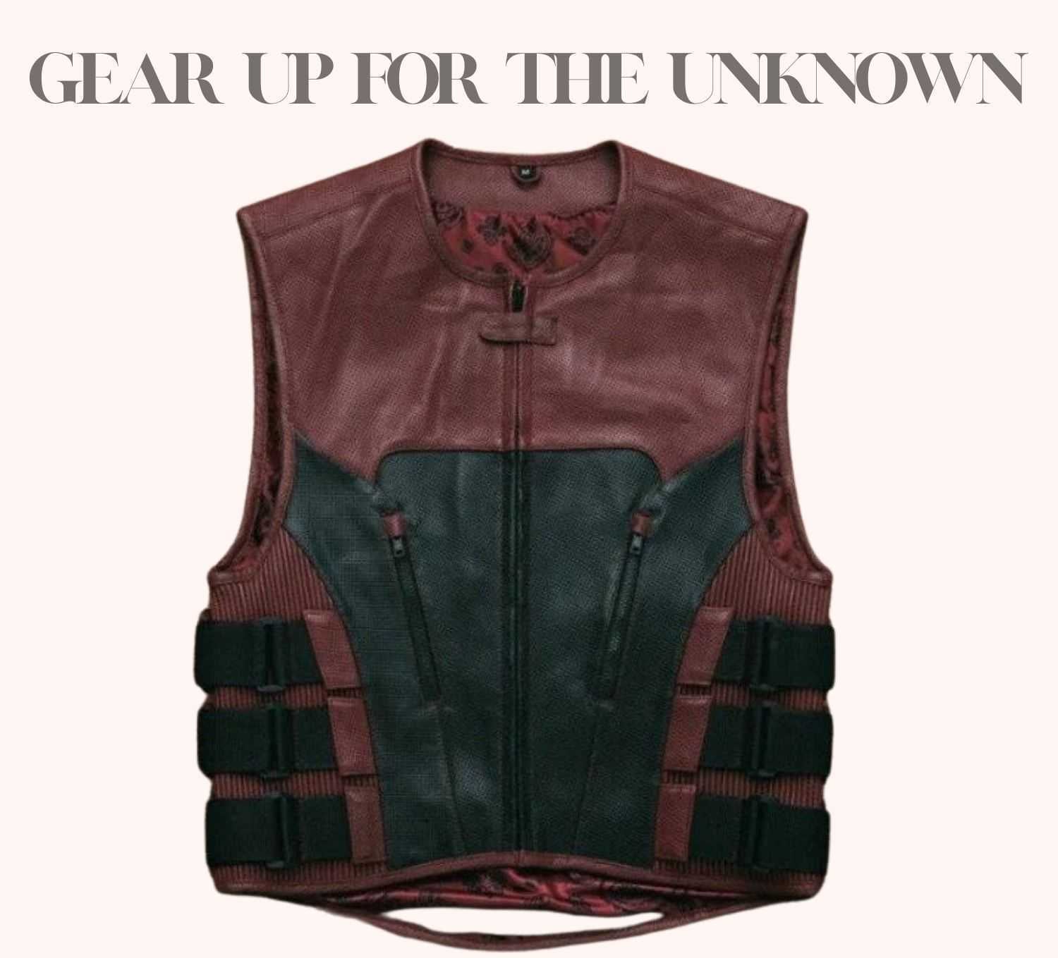 Black cowhide leather vest with armor pocket