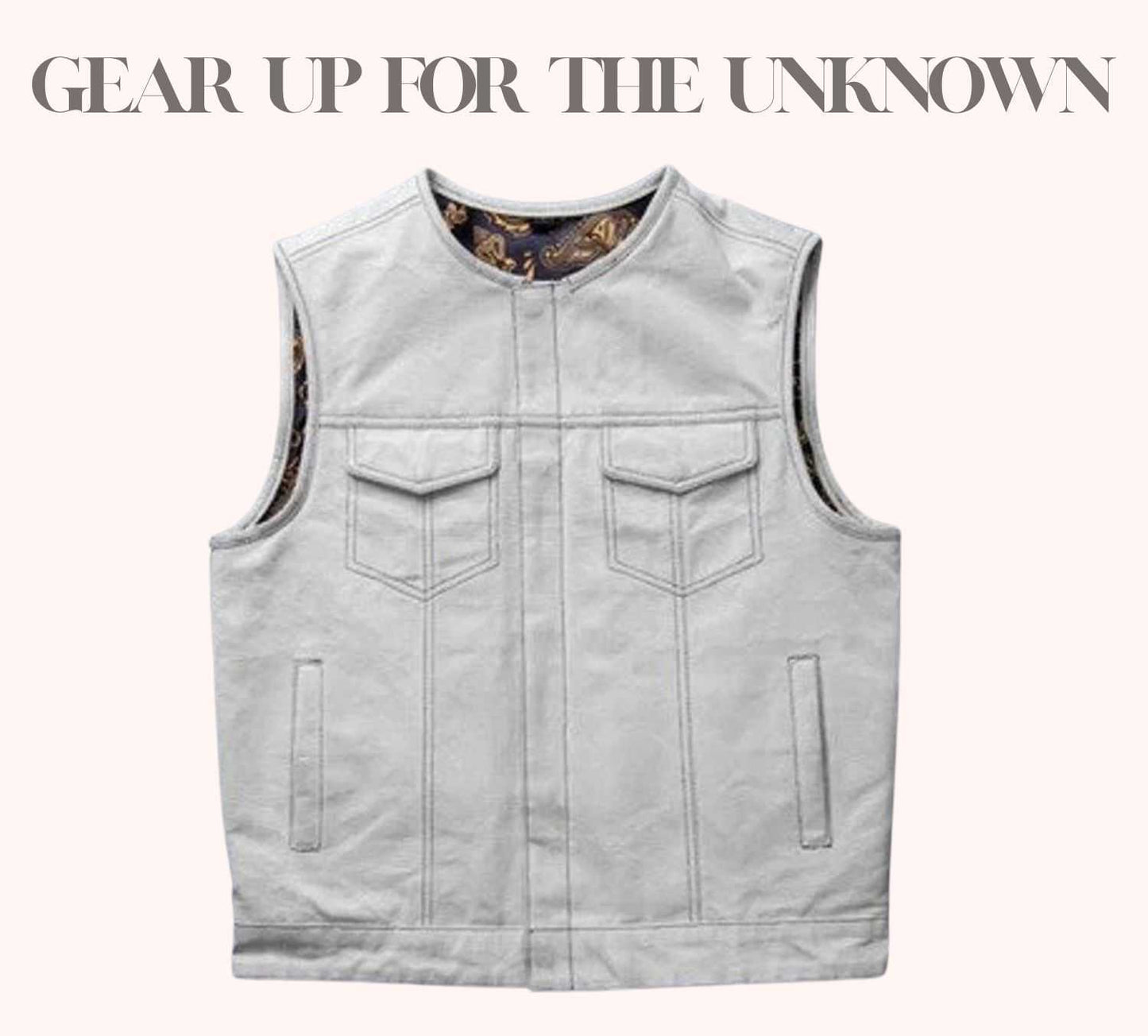 Canvas biker vest with golden paisley liner