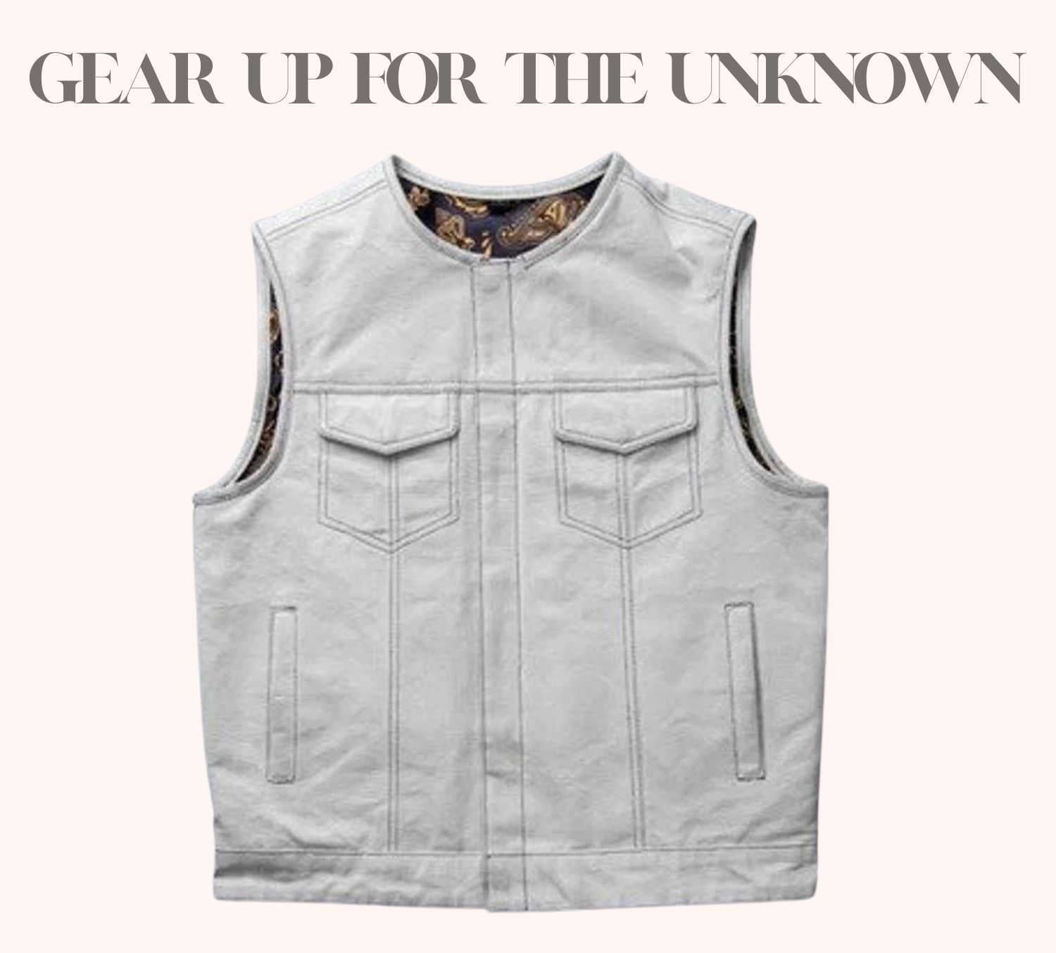 Canvas biker vest with golden paisley liner