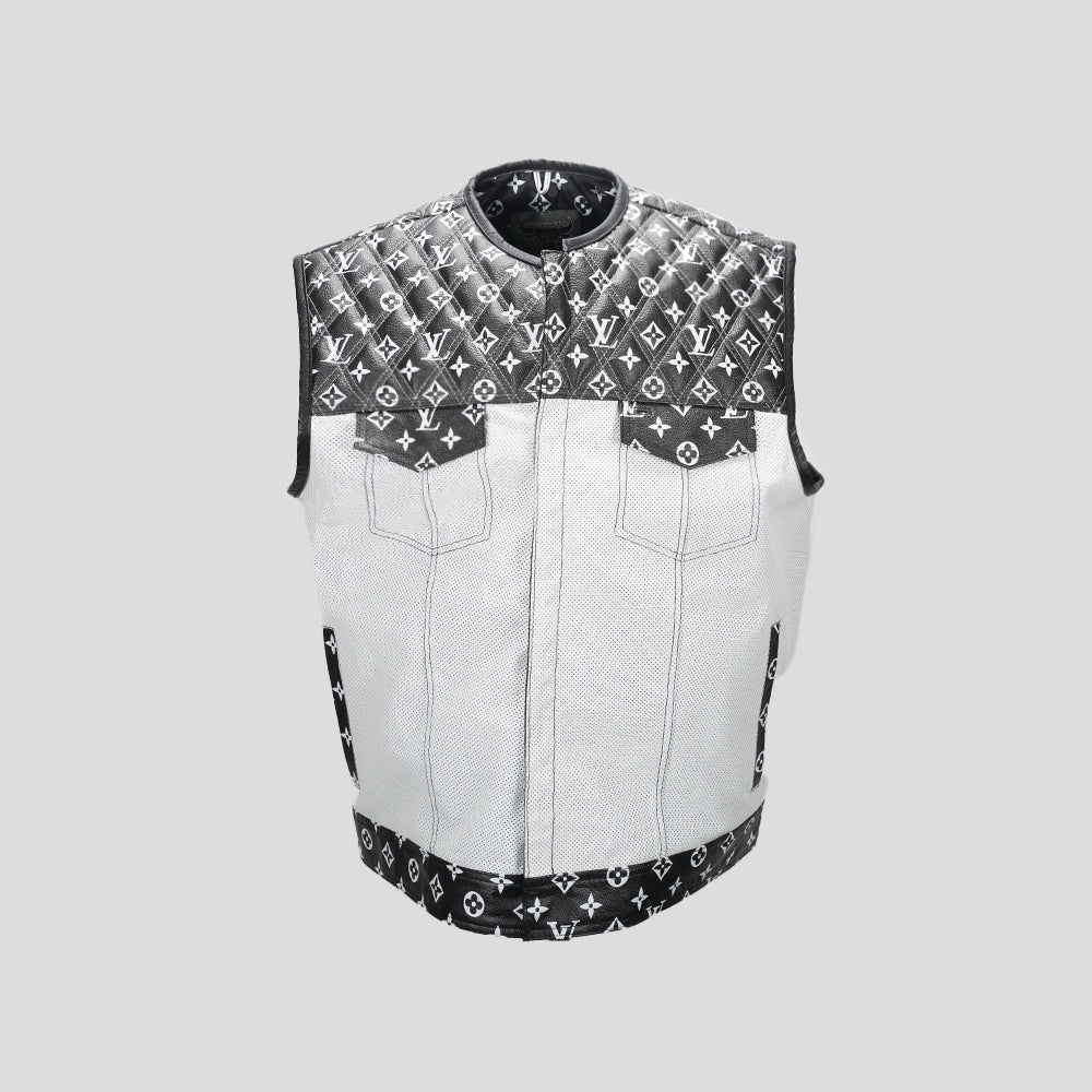 Black diamond premium leather motorcycle vest