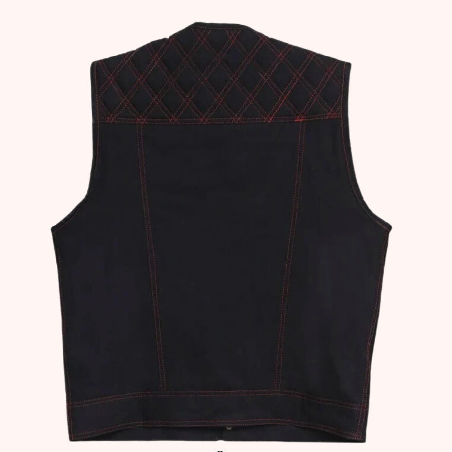 Men's club style leather vest with paisley liner