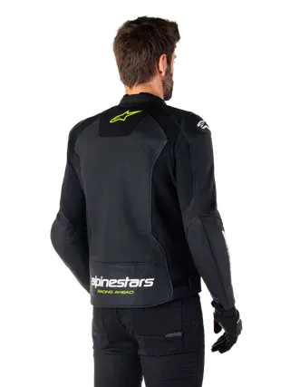 Alpinestars Faster V3 Airflow Leather Jacket – Black/White/Yellow Premium Motorcycle Gear