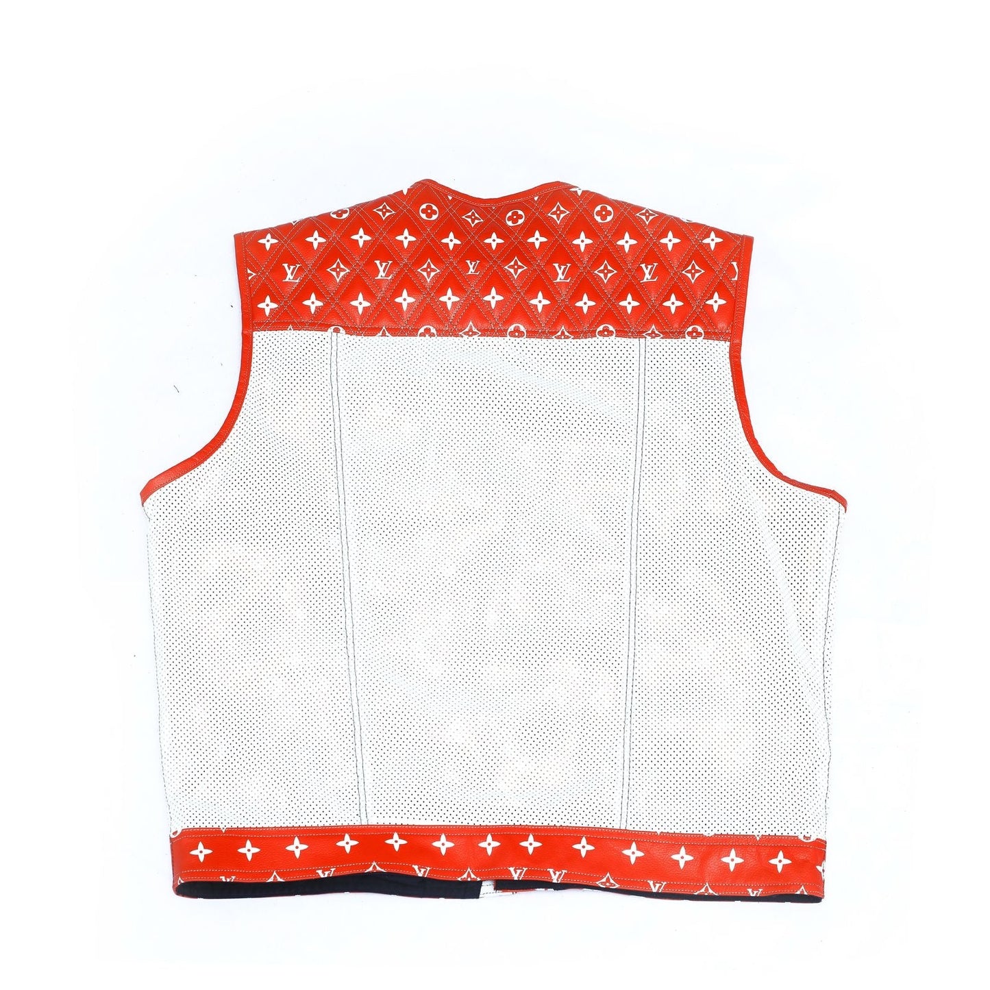 Lo*uis Vuit**n
 Red & White perforated Leather Vest