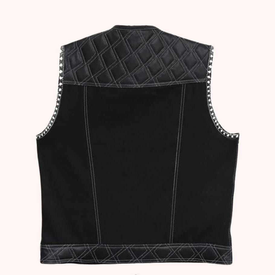 Men's club style canvas biker vest