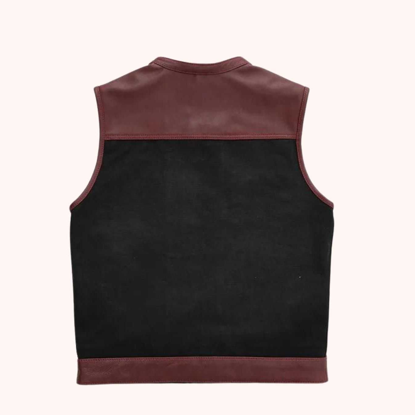 Men's club style leather canvas vest