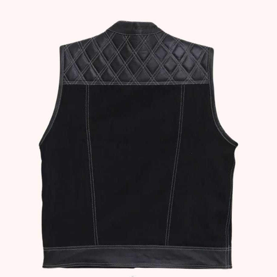 Men's club style leather vest