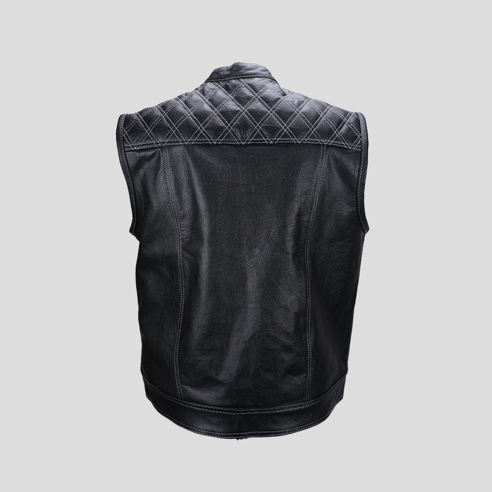 Men's checkered biker vest front view