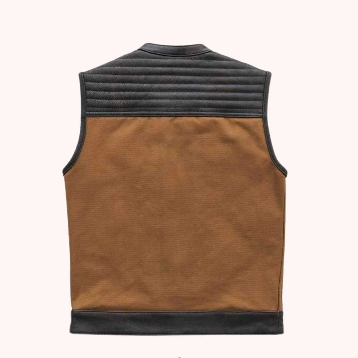 Men's club style canvas leather vest