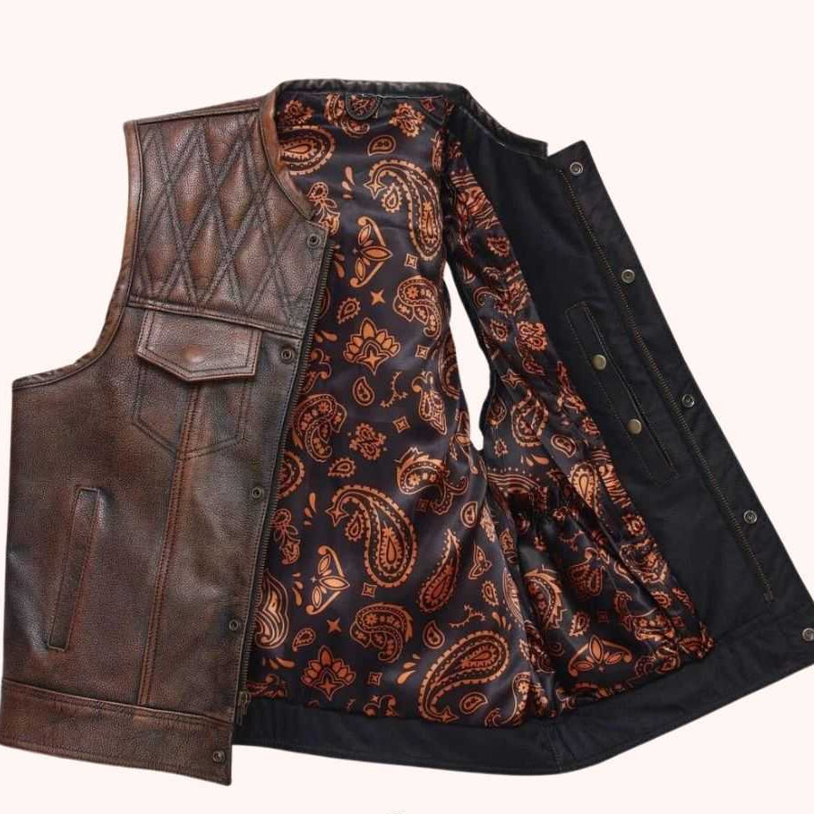 Men's club style leather vest