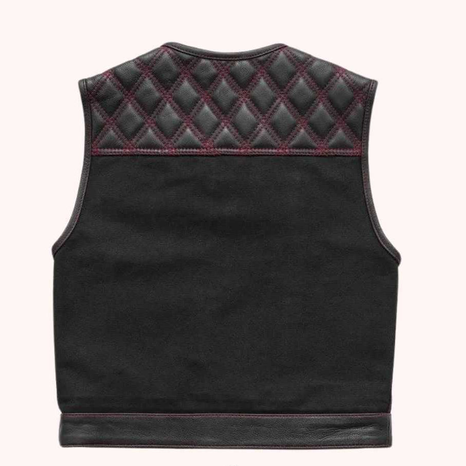 Men's club style leather denim vest