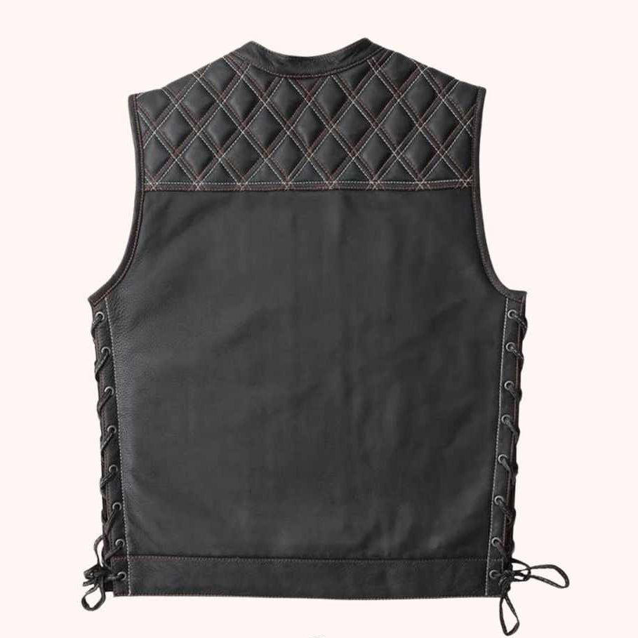 Men's club style leather vest