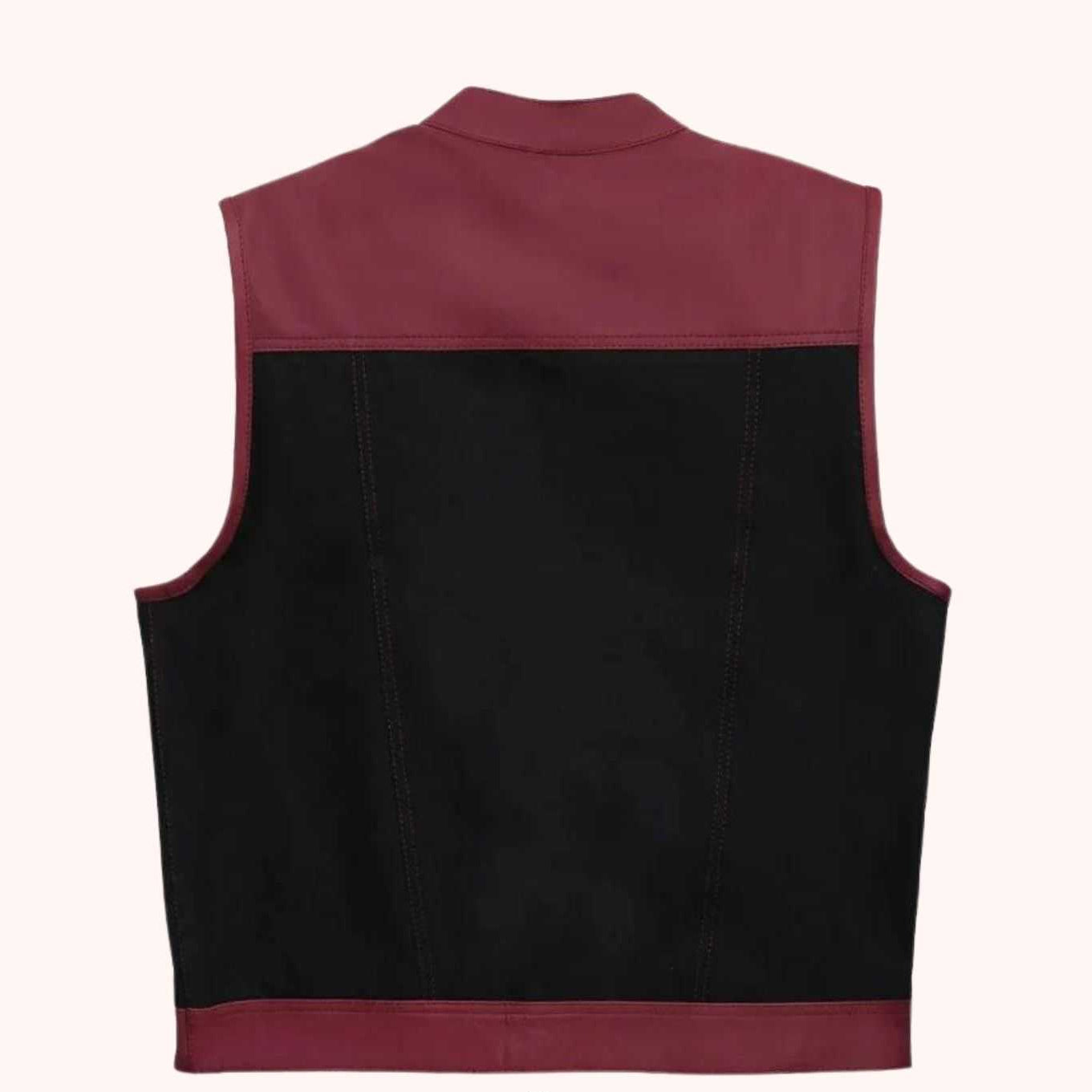 Men's club style canvas leather vest