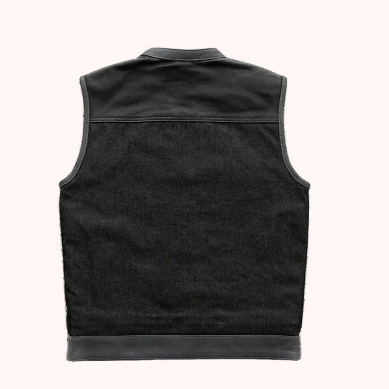 Men's club style denim canvas vest