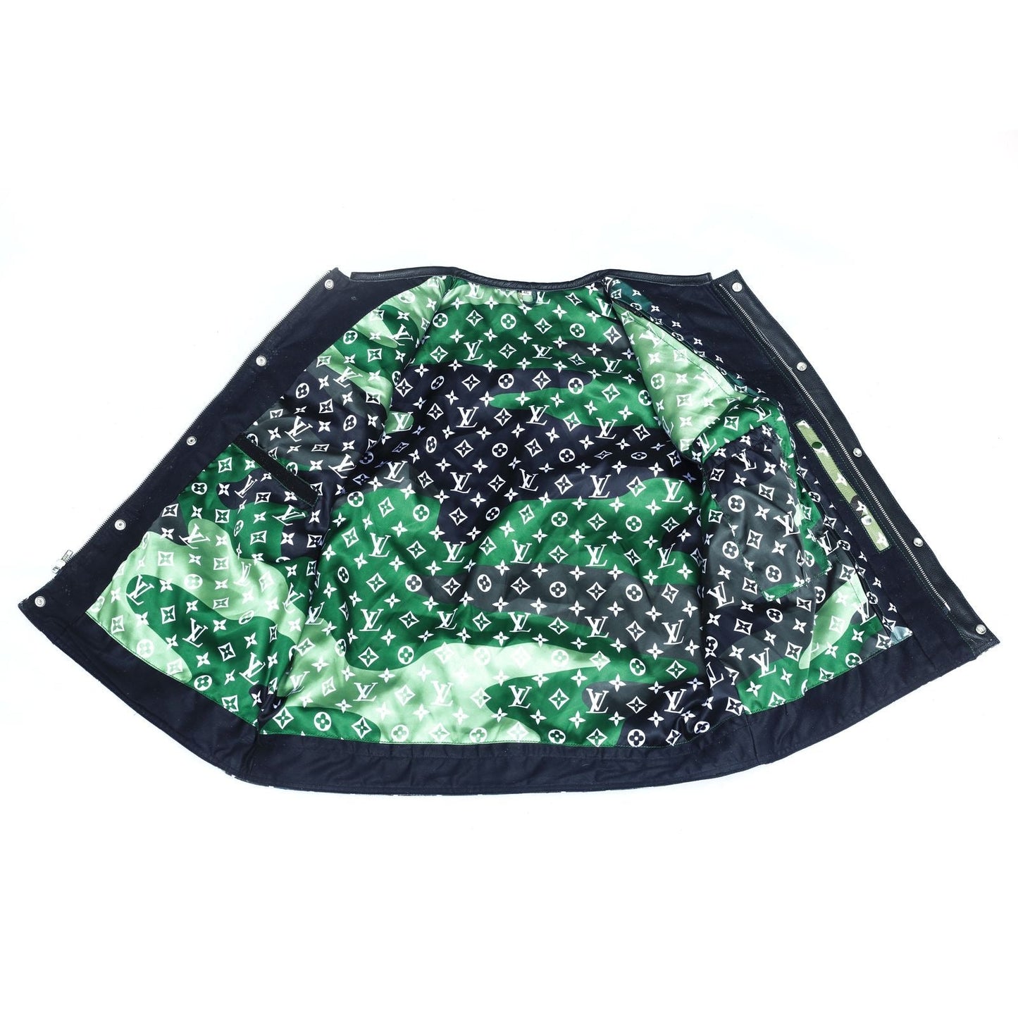 Lo*uis Vuit**n
 Camo & Black Perforated Leather Vest
