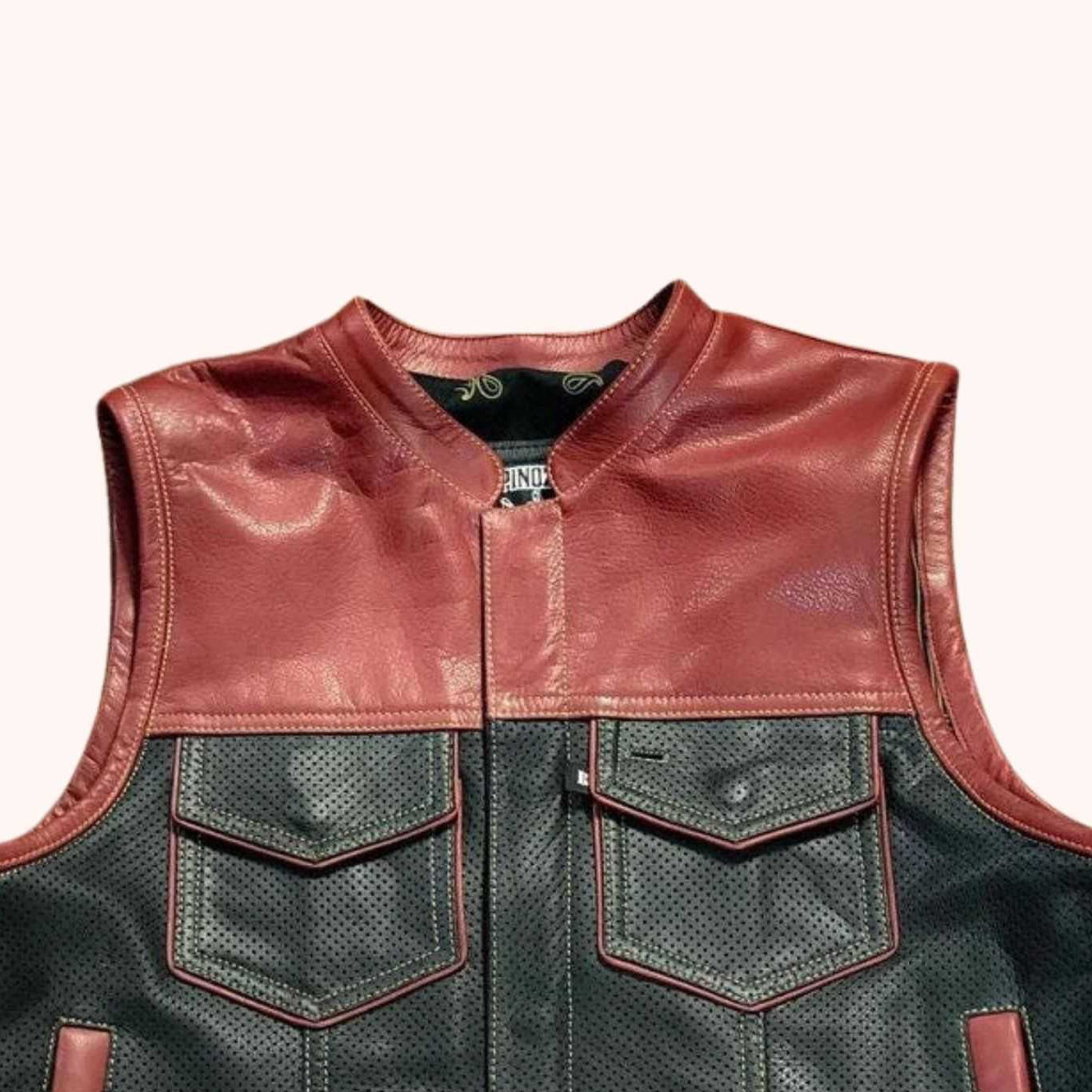 Men's club style leather vest