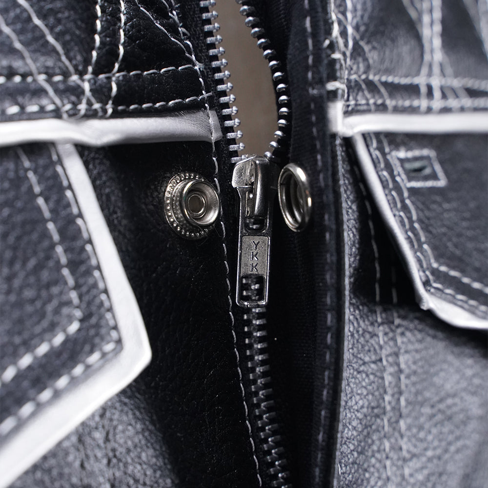 Diamond-stitched biker vest with conceal carry