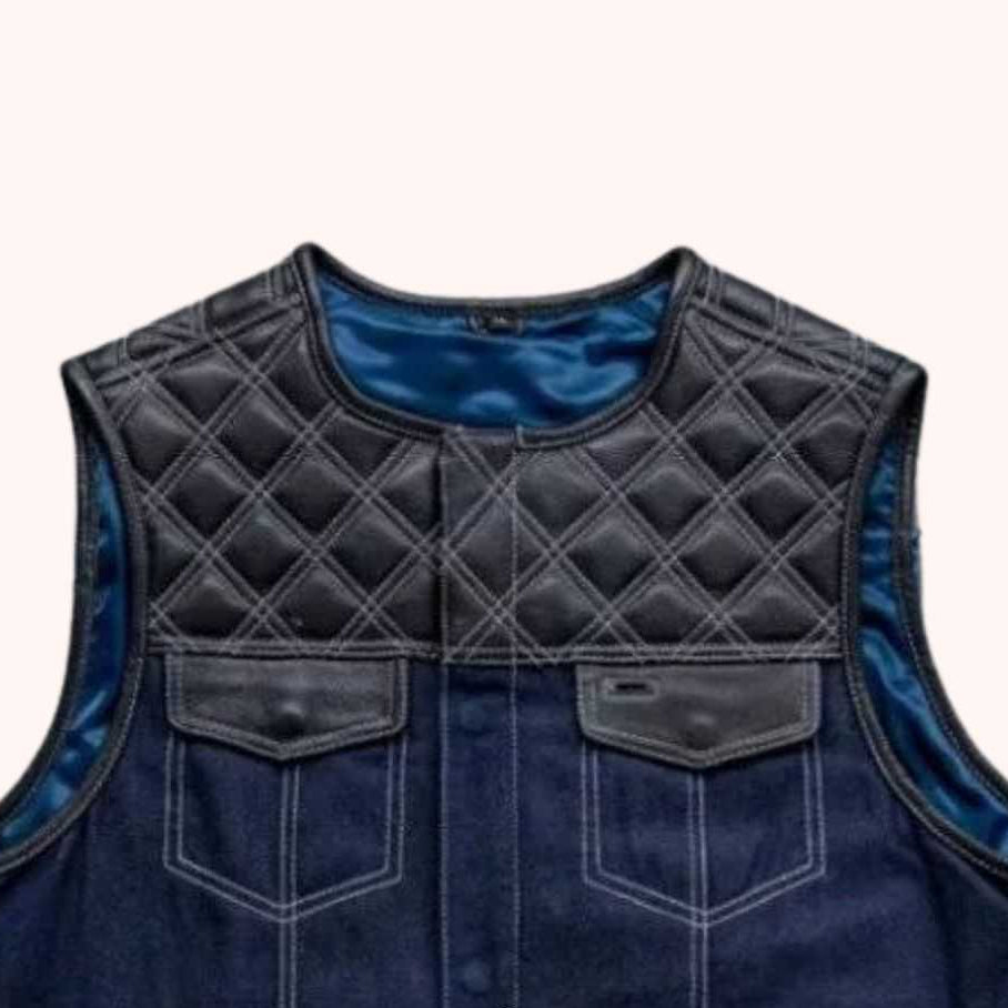 Men's club style denim vest