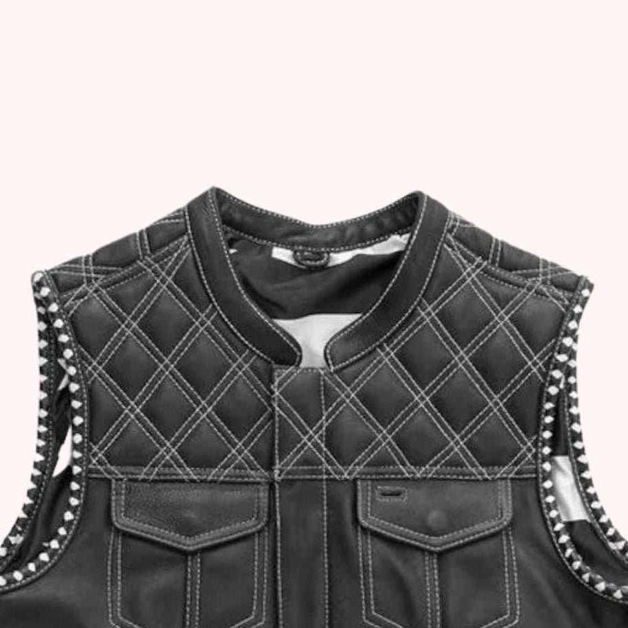 Twill motorcycle vest with conceal-carry pockets