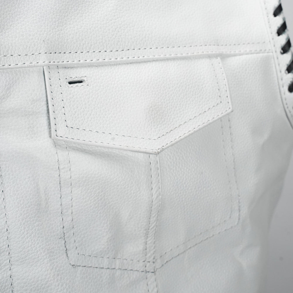Ivory vest with braided armholes and paisley liner