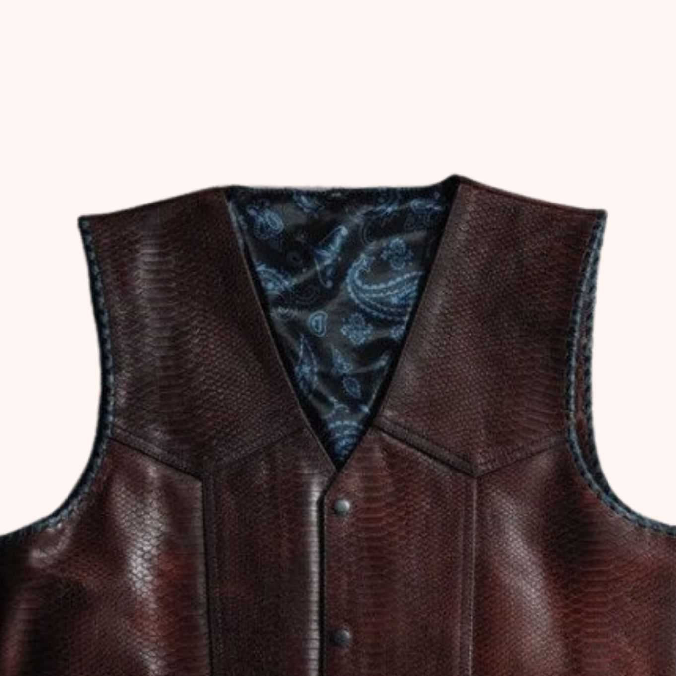 Distressed red cowboy biker vest