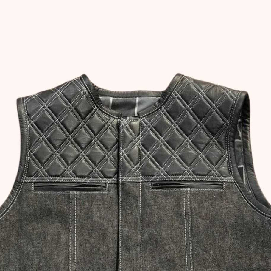 Men's club style denim vest