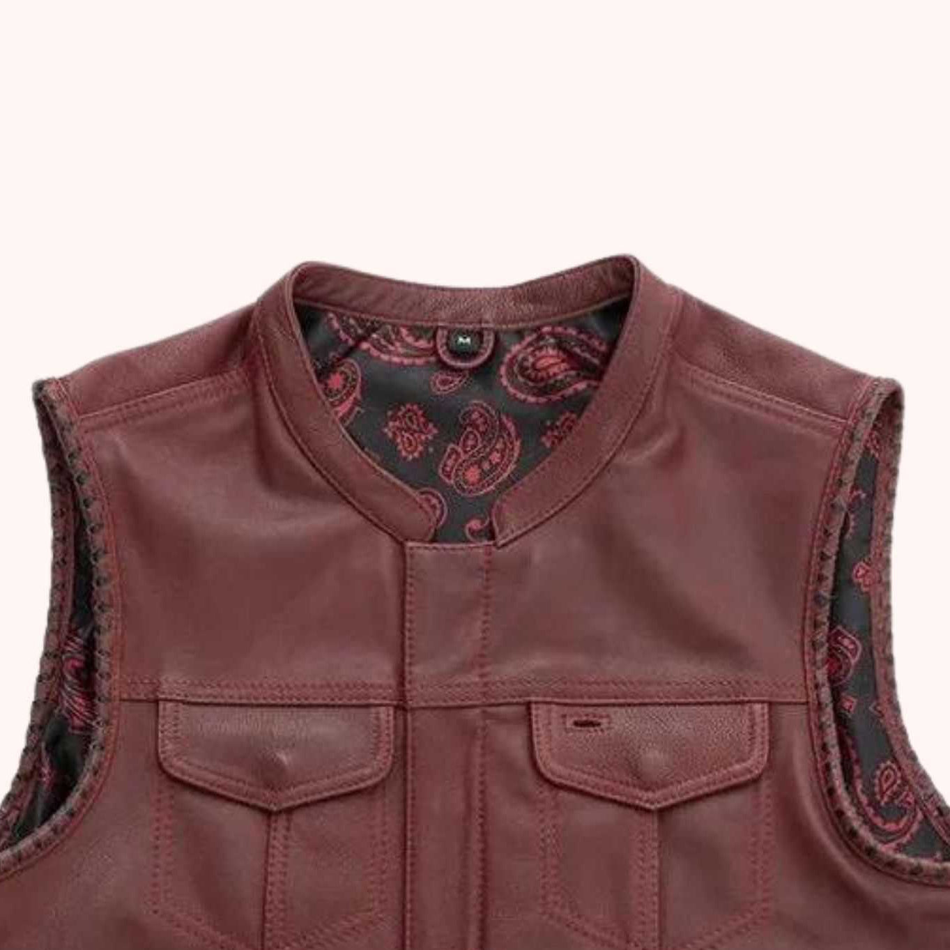 Canvas motorcycle vest with braided armholes