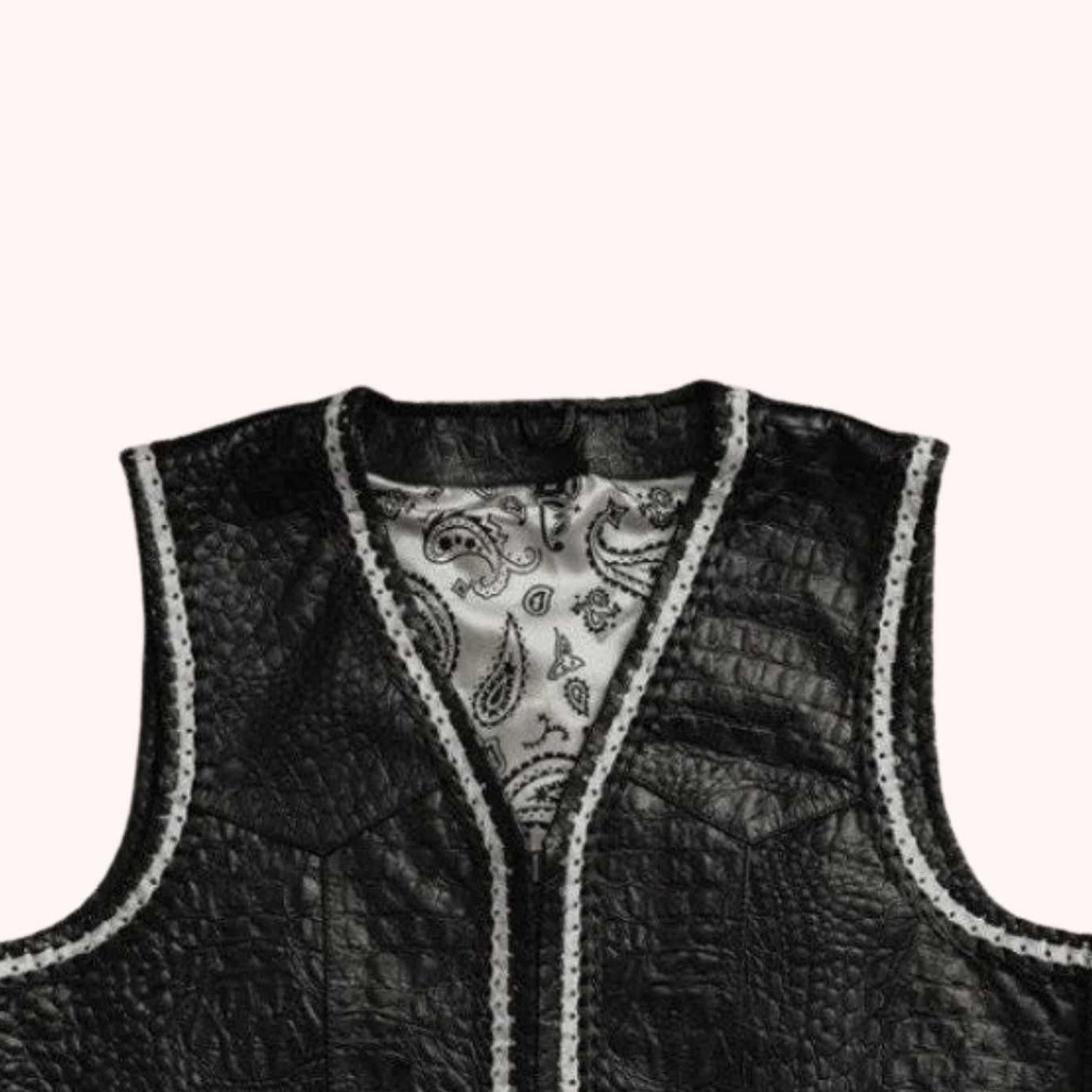 Men's club style leather vest