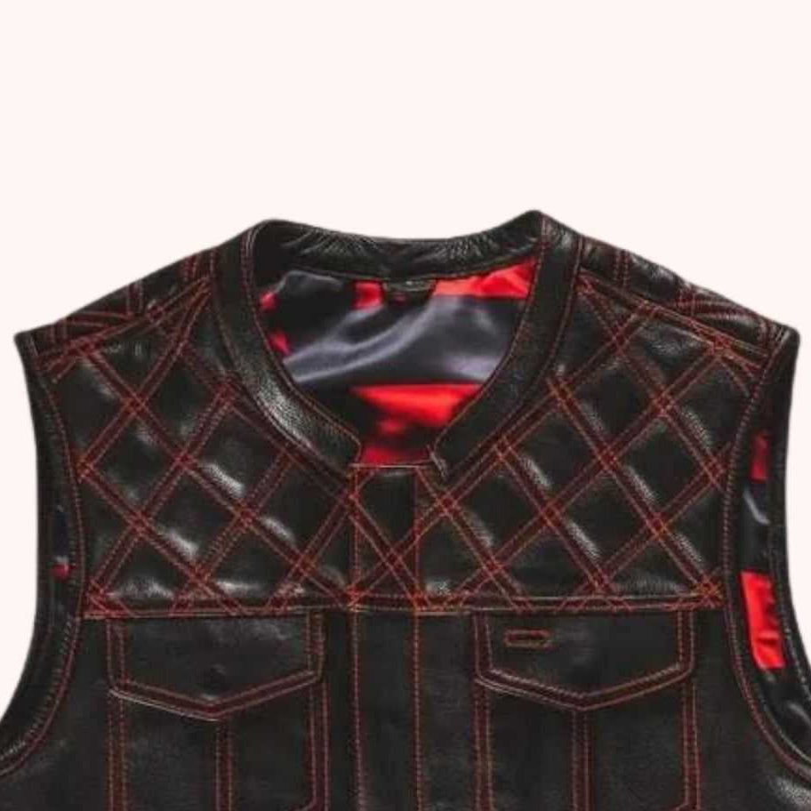 Black motorcycle vest with conceal-carry pockets