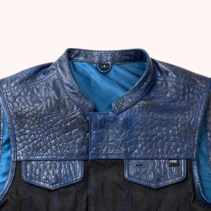 Canvas biker vest with conceal-carry pockets