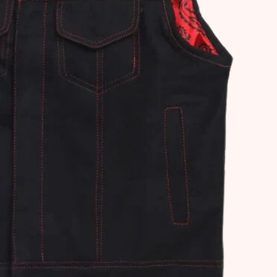 Men's leather biker vest front view